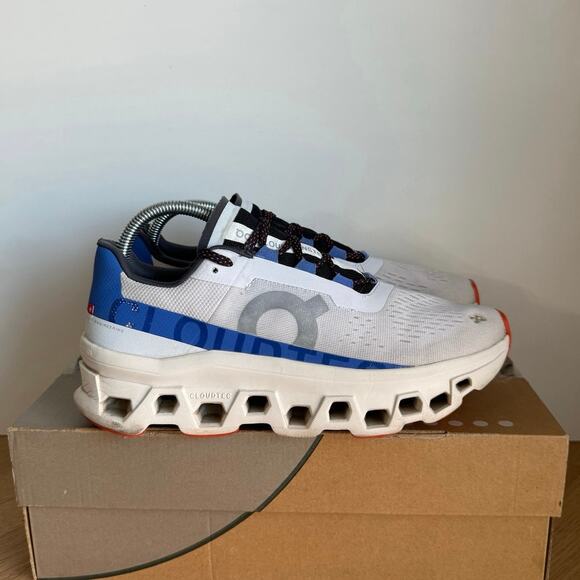 On Cloud Cloudmonster Frost/Cobalt Women Running Sneakers- SZ 9.5 - Picture 2 of 15